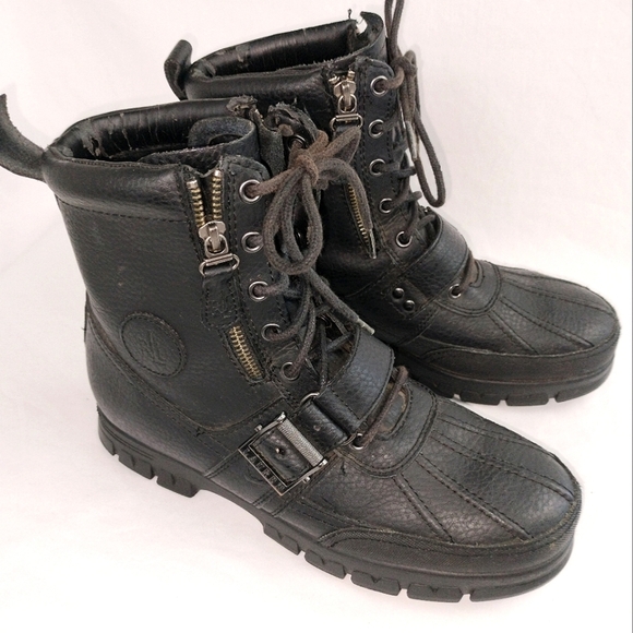 NWOT Lauren Ralph Lauren 'Quillan' Genuine Leather Upper Fur Trim Boots Sz. 9.5B